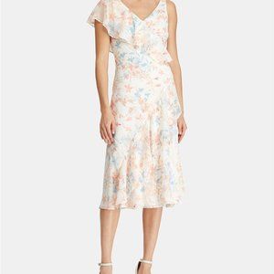 NWT Ralph Lauren Petite Floral-Print Ruffle Dress